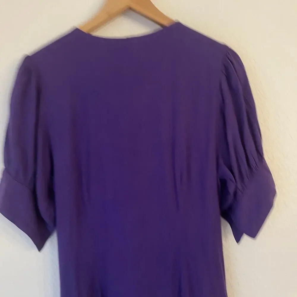 NWT Free People Vintage Summer Midi Dress Sz L Fits M Linen Blend Button Purple - Picture 8 of 16